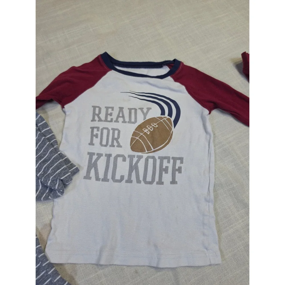 Boys Carter's Jumping Beans 3pc Set Football Tee Striped Shirt Plaid Pants Sz 6